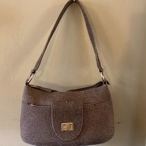 EUC. Talbots Brown Raffia Gold hardware hobo shoulder bag.